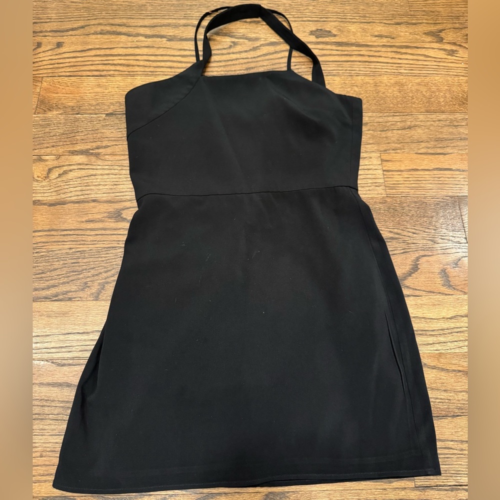 Lovers and Friends Black Halter Mini Dress Medium Open Back LBD Party Cocktail